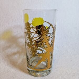 Gregory Duncan Vintage Yellow Thistle 24 Carat Gold Highball Glass EUC